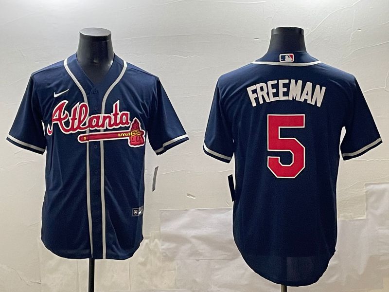 Men Atlanta Braves 5 Freeman Blue Game 2025 Nike MLB Jersey style 1